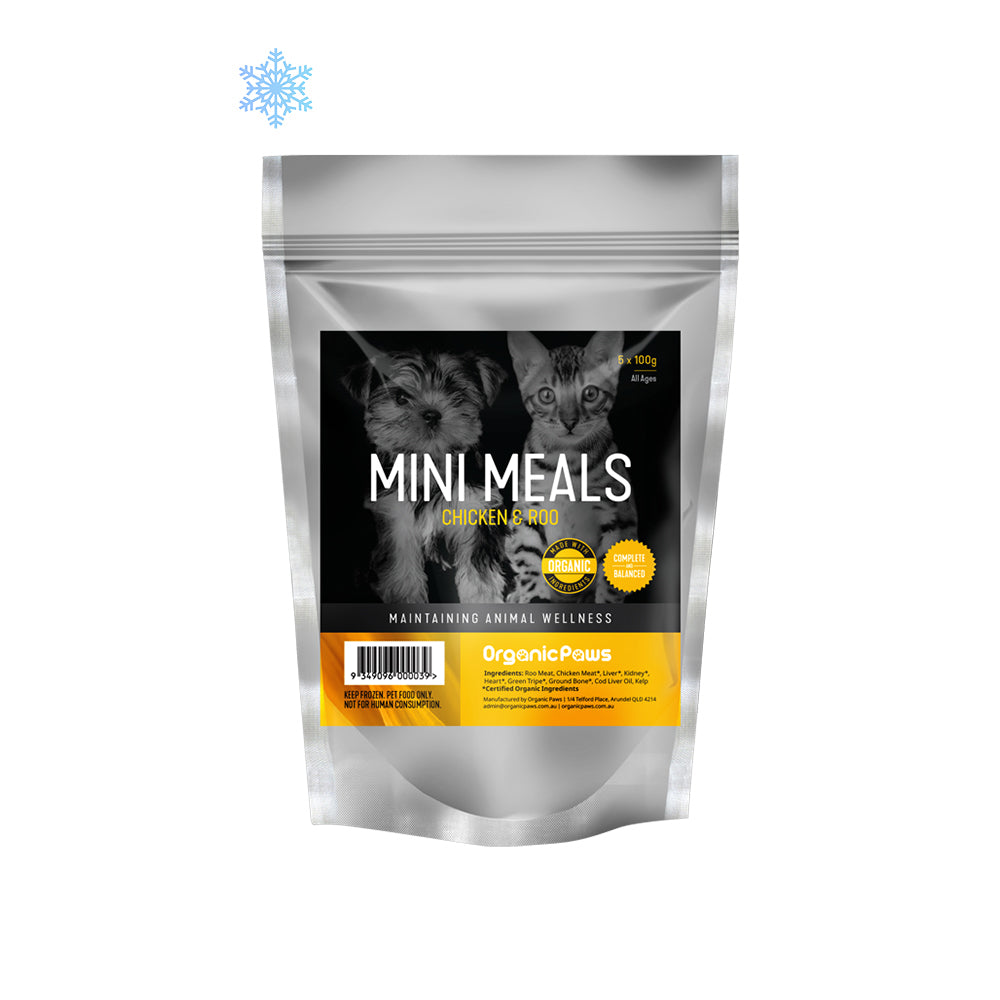 ORGANIC PAWS Mini Meals Chicken Roo Raw Pet Food 500g