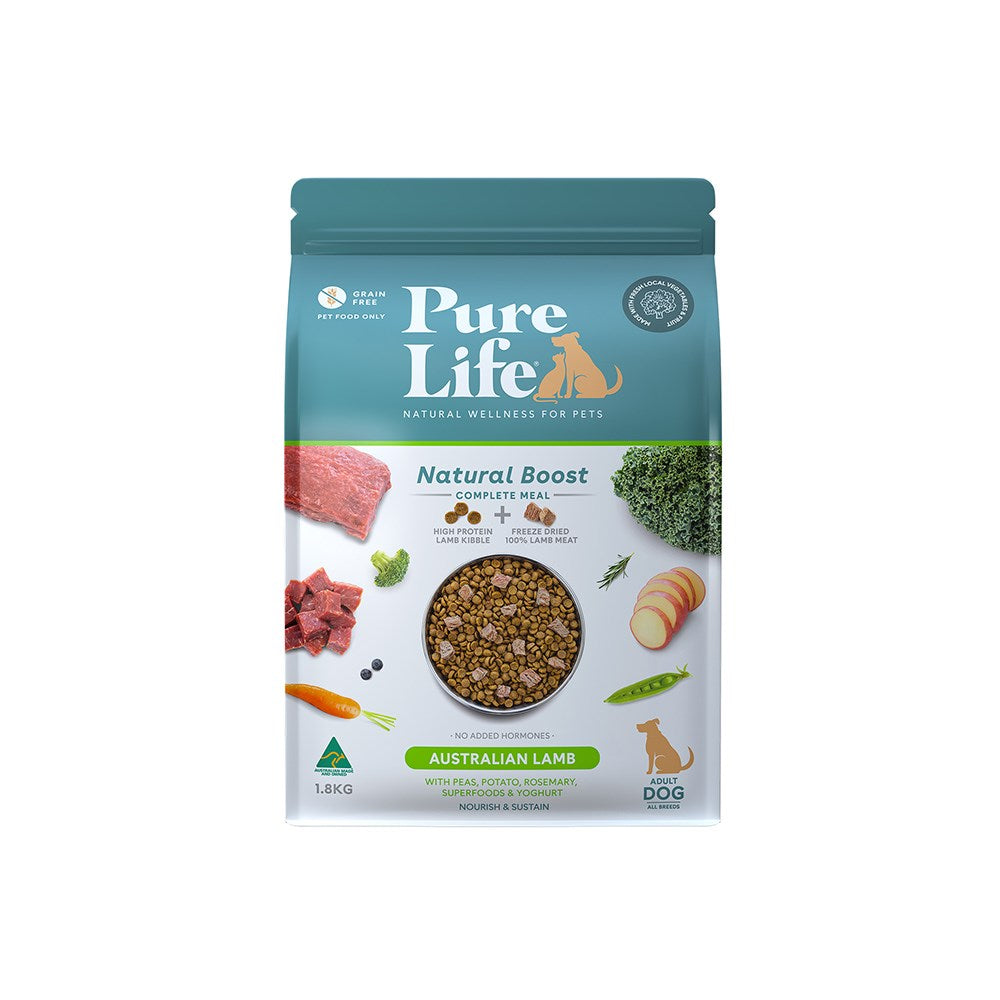 PURE LIFE Natural Boost Lamb Adult 1.8kg Dry Dog Food Petso Au