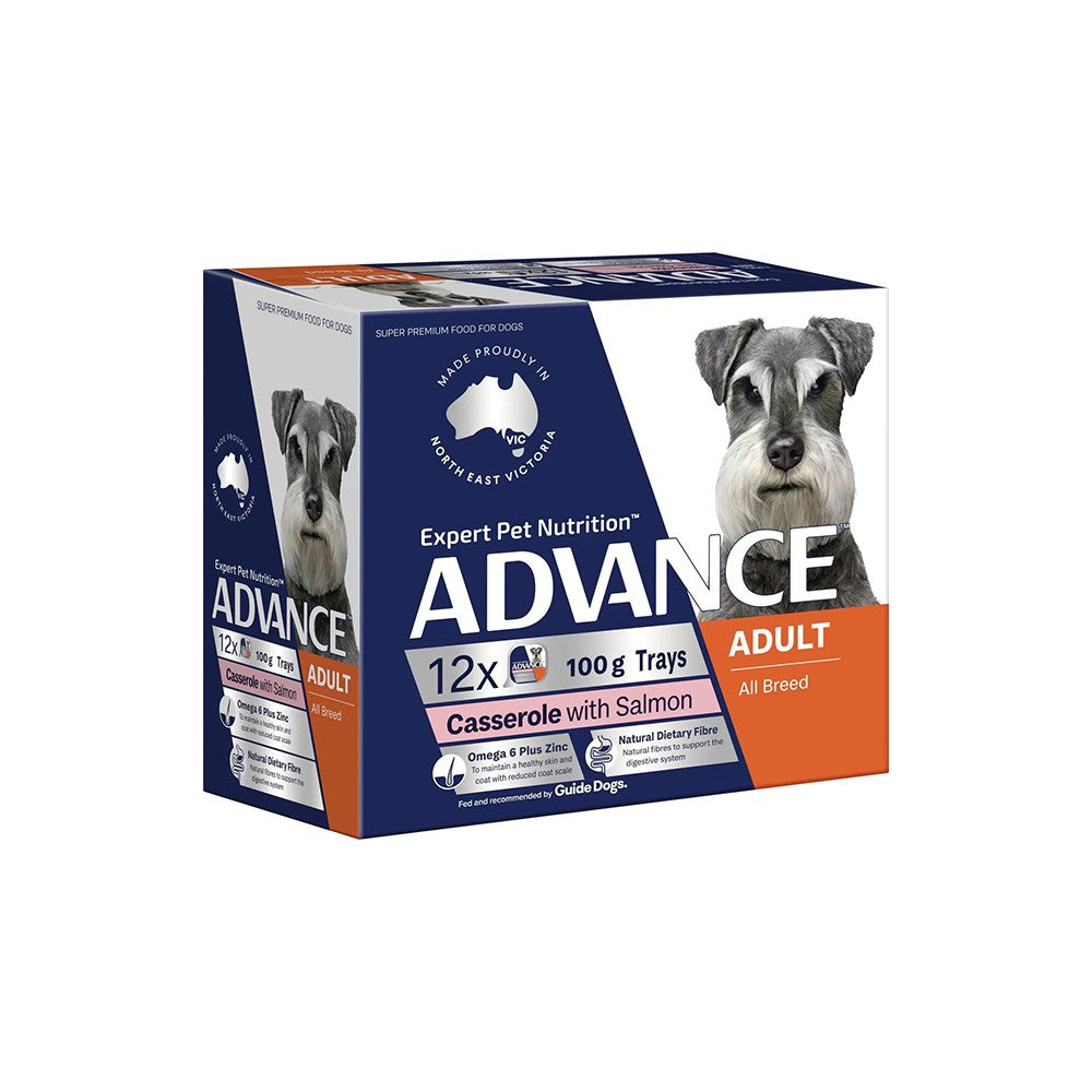 ADVANCE Salmon Casserole for Adult 12x100g Wet Dog Food Petso Au