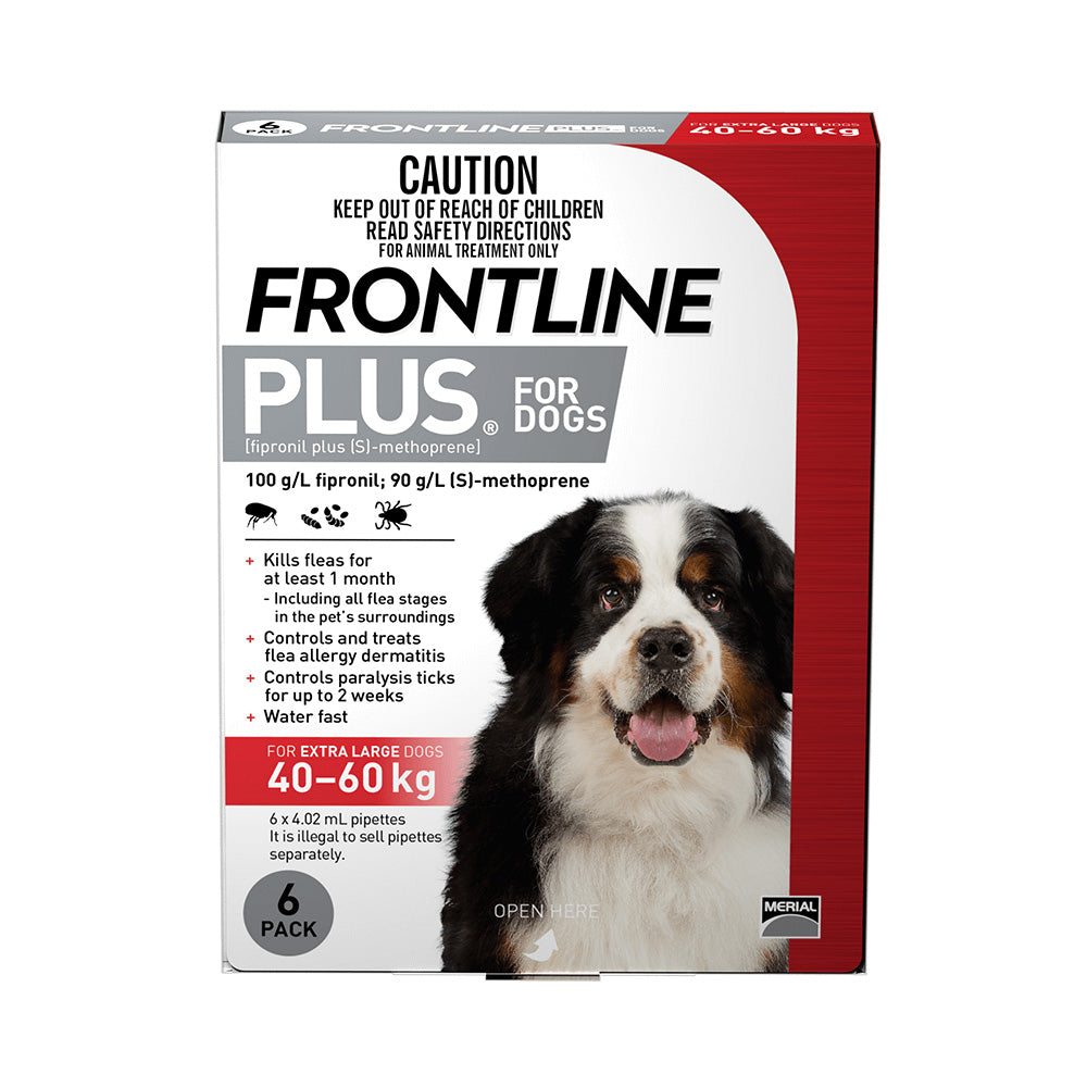 FRONTLINE Plus Flea Treatment for Large Dogs 40 60kg 6 pcks Petso