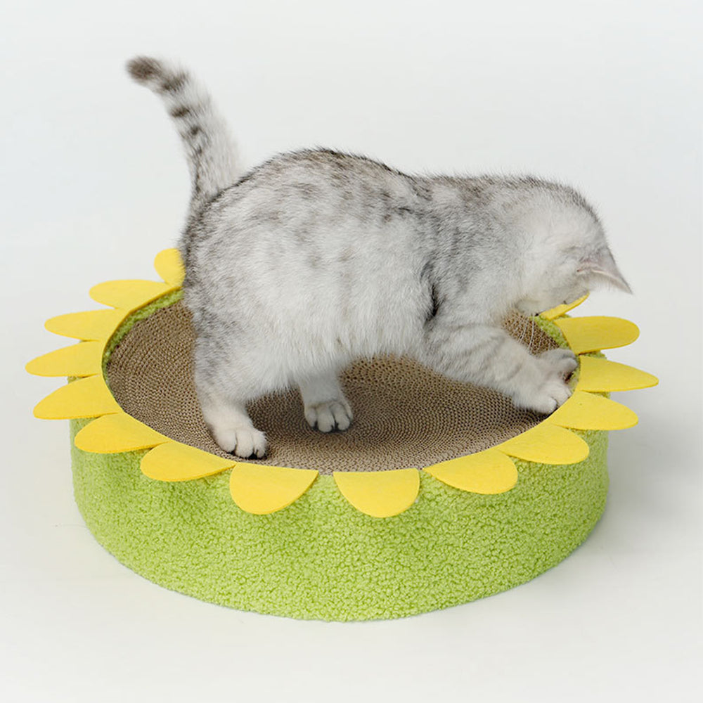 MIAOFAIRY Sunflower Circular Corrugated Paper Cat Scratcher