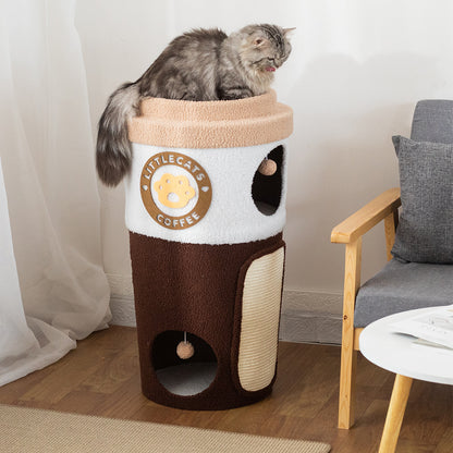 MARTINA Milk Tea Cup Dual-Level Cat Condo