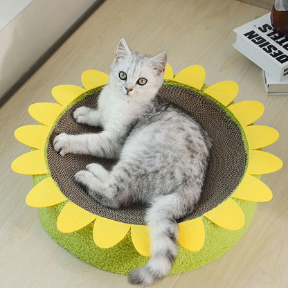 MIAOFAIRY Sunflower Circular Corrugated Paper Cat Scratcher