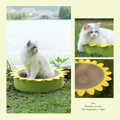 MIAOFAIRY Sunflower Circular Corrugated Paper Cat Scratcher