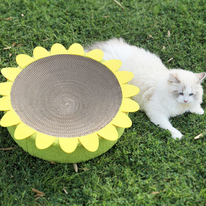 MIAOFAIRY Sunflower Circular Corrugated Paper Cat Scratcher