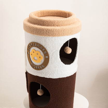 MARTINA Milk Tea Cup Dual-Level Cat Condo