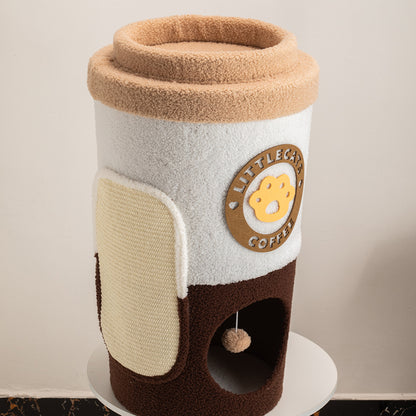 MARTINA Milk Tea Cup Dual-Level Cat Condo