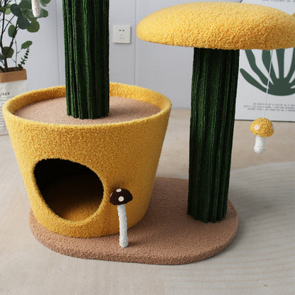 CATIO 2-Level Yellow Mushroom Cat Scratching Tree