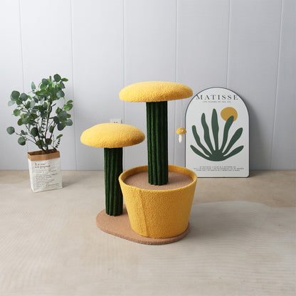 CATIO 2-Level Yellow Mushroom Cat Scratching Tree