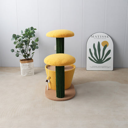 CATIO 2-Level Yellow Mushroom Cat Scratching Tree