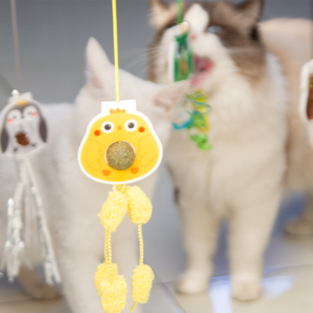 Little Yellow Chicken Hanging Door with Catnip Ball Cat Toy Petso Au