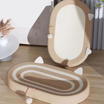 Oval-shaped Extra Large Sisal Cat Scratcher With Ears - 61X40X9 cm