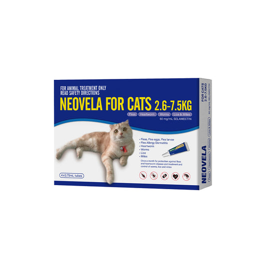 NEOVELA Flea And Worming For Cats 2.6-7.5kg 4 x 0.75mL Tubes Blue