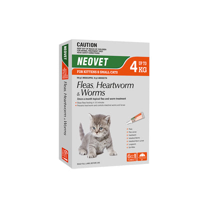 NEOVET Flea And Worming For Kitten & Small Cats Up To 4kg Orange