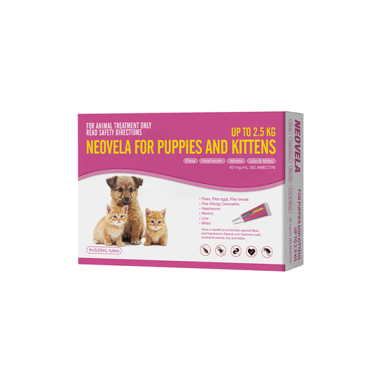 NEOVELA Flea And Worming For Puppies & Kittens Up To 2.5kg 4x0.25mL Tubes Pink