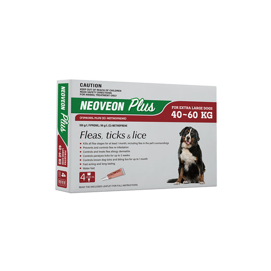 NEOVEON PLUS Fleas And Ticks For Extra Large Dogs 40-60kg 4x4.02mL Tubes Red