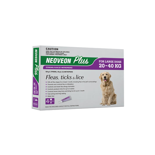 NEOVEON PLUS Fleas And Ticks For Large Dogs 20-40kg 4x2.68mL Tubes Purple