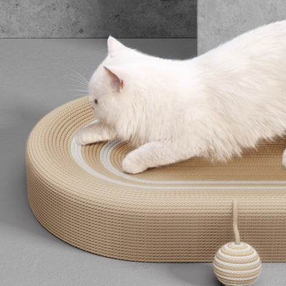 Oval-shaped Extra Large Sisal Cat Scratcher With Ears - 61X40X9 cm