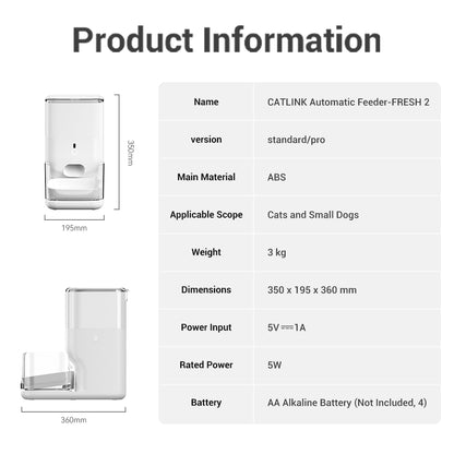 CATLINK F04 Fresh 2 Automatic Pet Feeder - Luxury Version