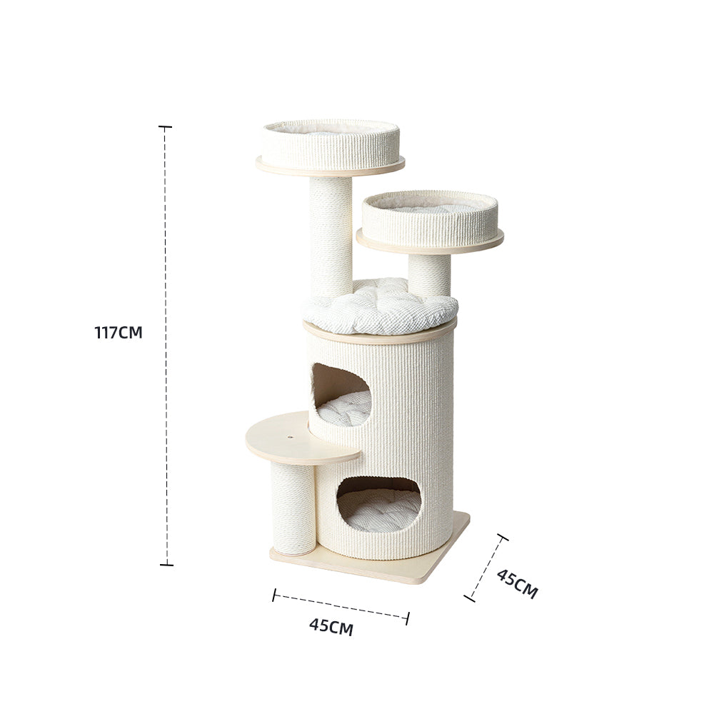 HONEYPOTCAT PURRING Multi-Level Sisal Barrel Cat Tower