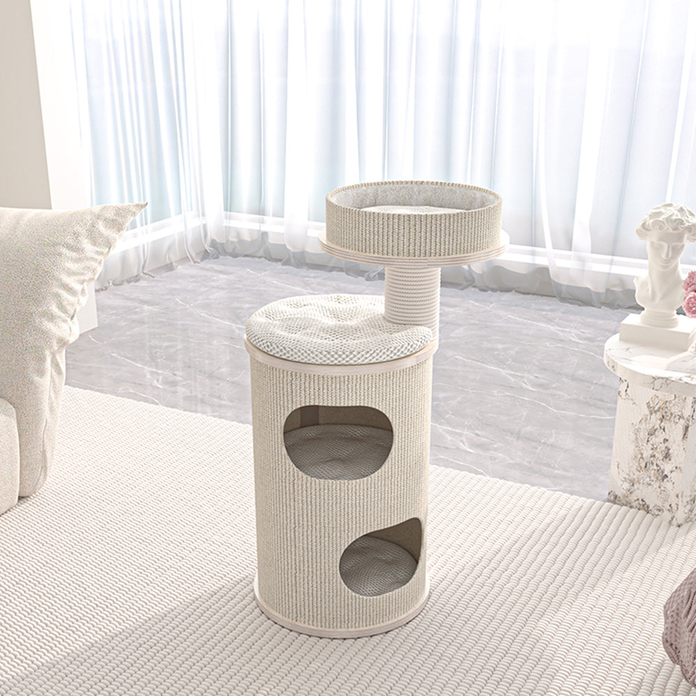 HONEYPOTCAT PURRING Multi-Level Sisal Barrel Cat Tower