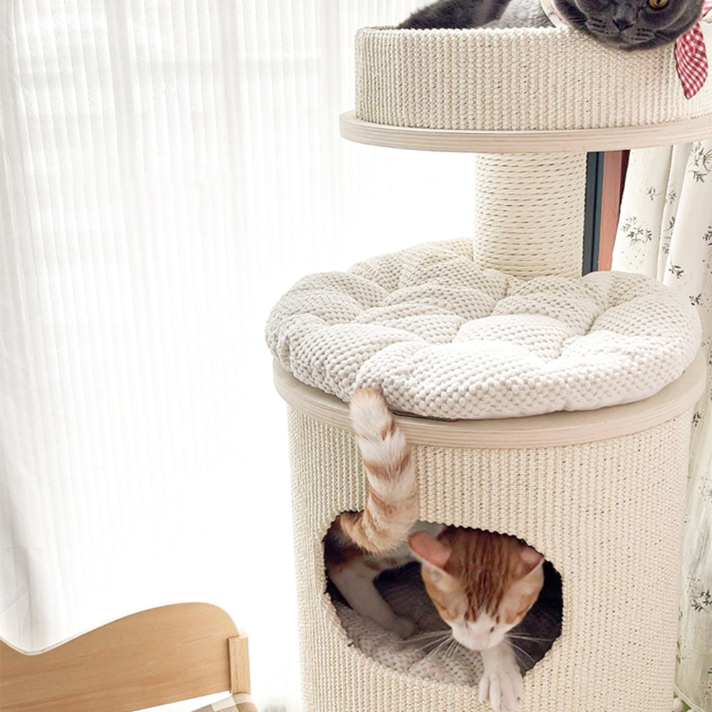 HONEYPOTCAT PURRING Multi-Level Sisal Barrel Cat Tower