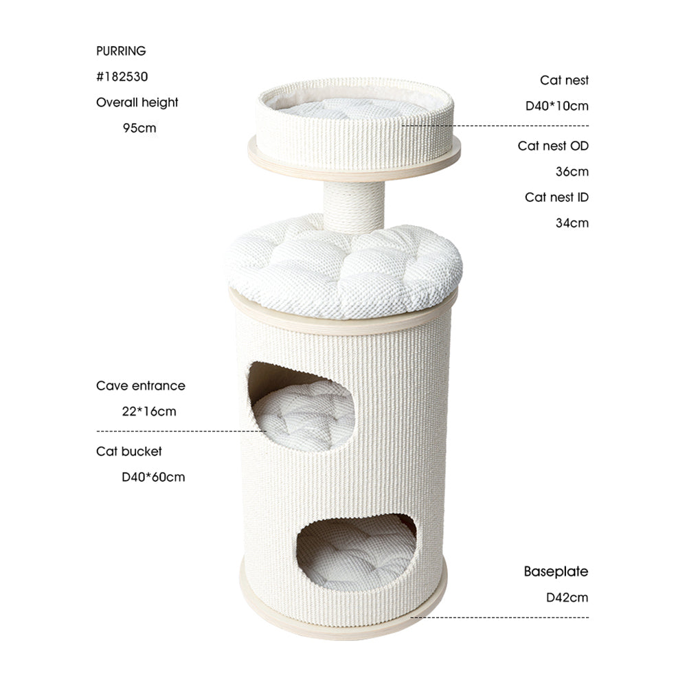 HONEYPOTCAT PURRING Multi-Level Sisal Barrel Cat Tower