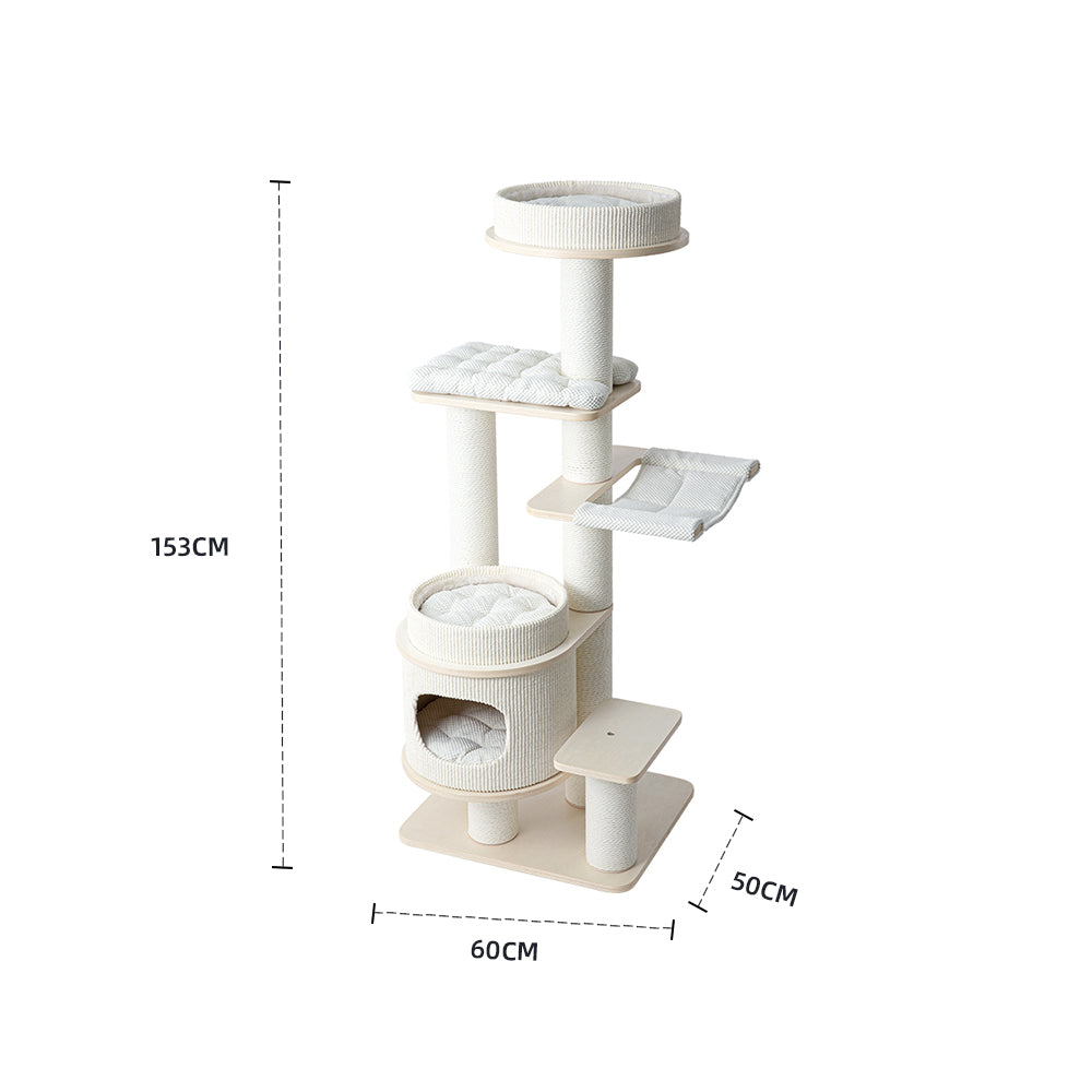 HONEYPOTCAT PURRING Multi-Tier Plush & Sisal Deluxe Cat Tree - 153cm