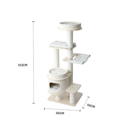 HONEYPOTCAT PURRING Multi-Tier Plush & Sisal Deluxe Cat Tree - 153cm