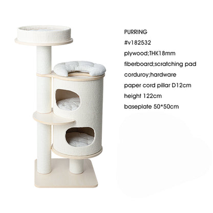 HONEYPOTCAT PURRING Plush & Sisal Barrel Cat Tower - 122cm