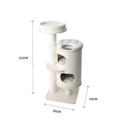 HONEYPOTCAT PURRING Plush & Sisal Barrel Cat Tower - 122cm