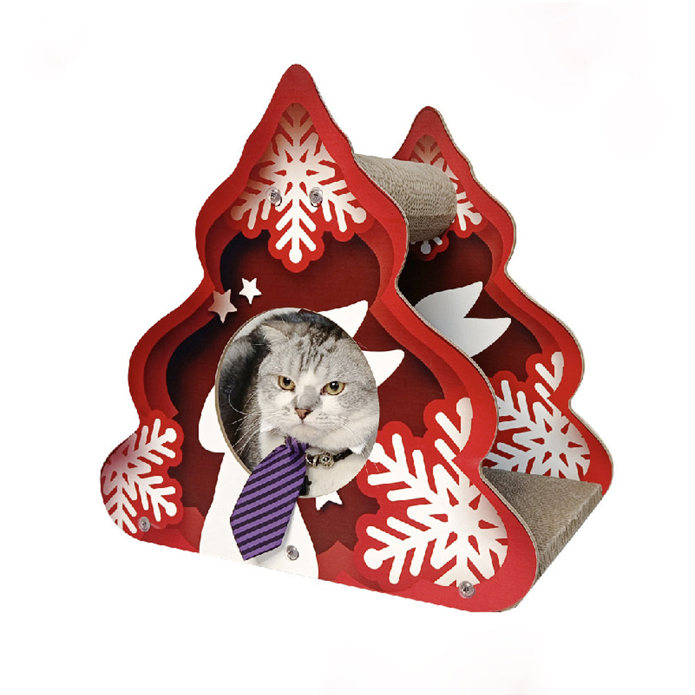 CAT FUN Christmas Triangle Corrugated Paper Cat Scratcher