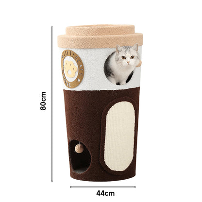 MARTINA Milk Tea Cup Cat Dual-Level Condo L