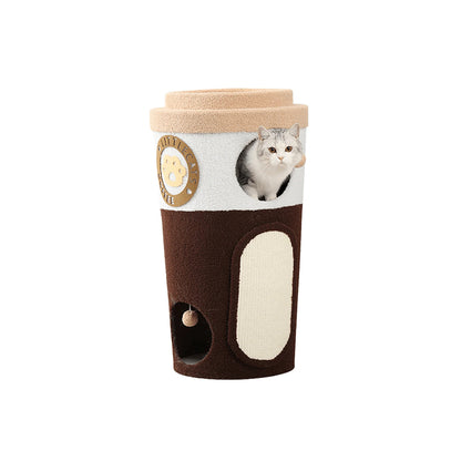 MARTINA Milk Tea Cup Cat Dual-Level Condo L