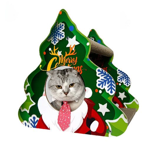 CAT FUN Christmas Triangle Corrugated Paper Cat Scratcher