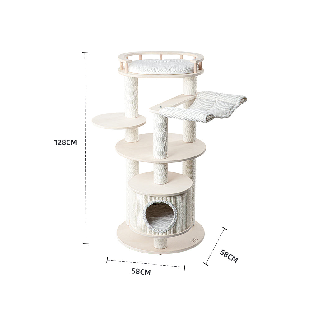 HONEYPOTCAT Enduring Comfort Sisal & Wood Tree - 128cm