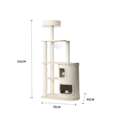 HONEYPOTCAT Fun Oasis Wood Cat Tree & Activity Barrel - 135cm