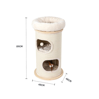 HONEYPOTCAT Cosy Sisal Barrel With Plush Top