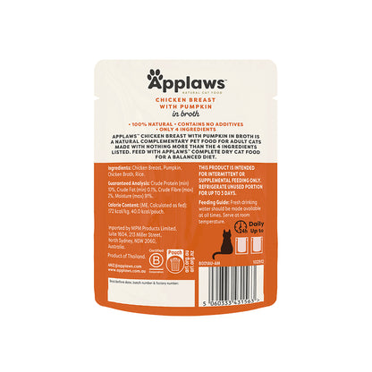 APPLAWS Chicken Breast with Pumpkin Wet Cat Food Pouch 70g