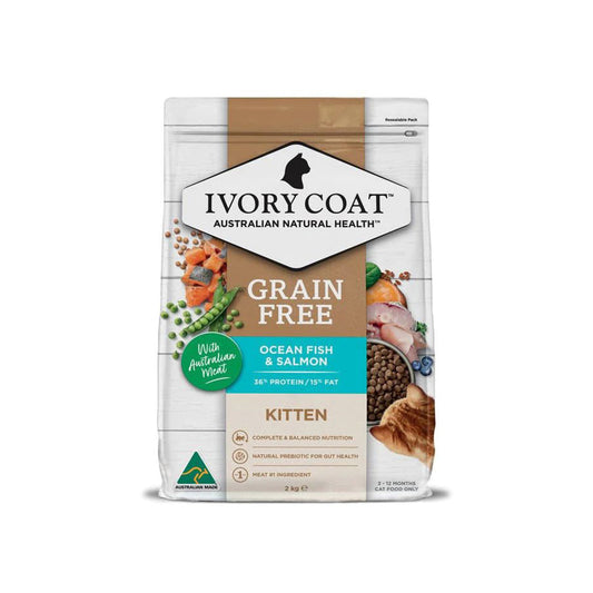 IVORY COAT Grain Free Ocean Fish & Salmon Kitten Cat Food 2kg