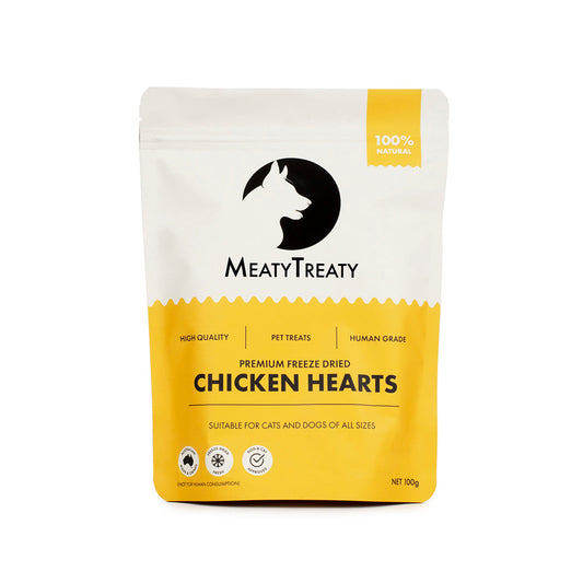 MEATY TREATY Chicken Heart Freeze Dried Dog & Cat Treats 100g