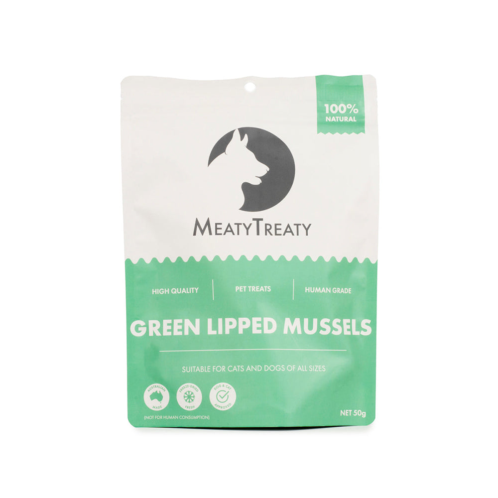 MEATY TREATY Green Lipped Mussels Freeze Dried Dog & Cat Treats 50g