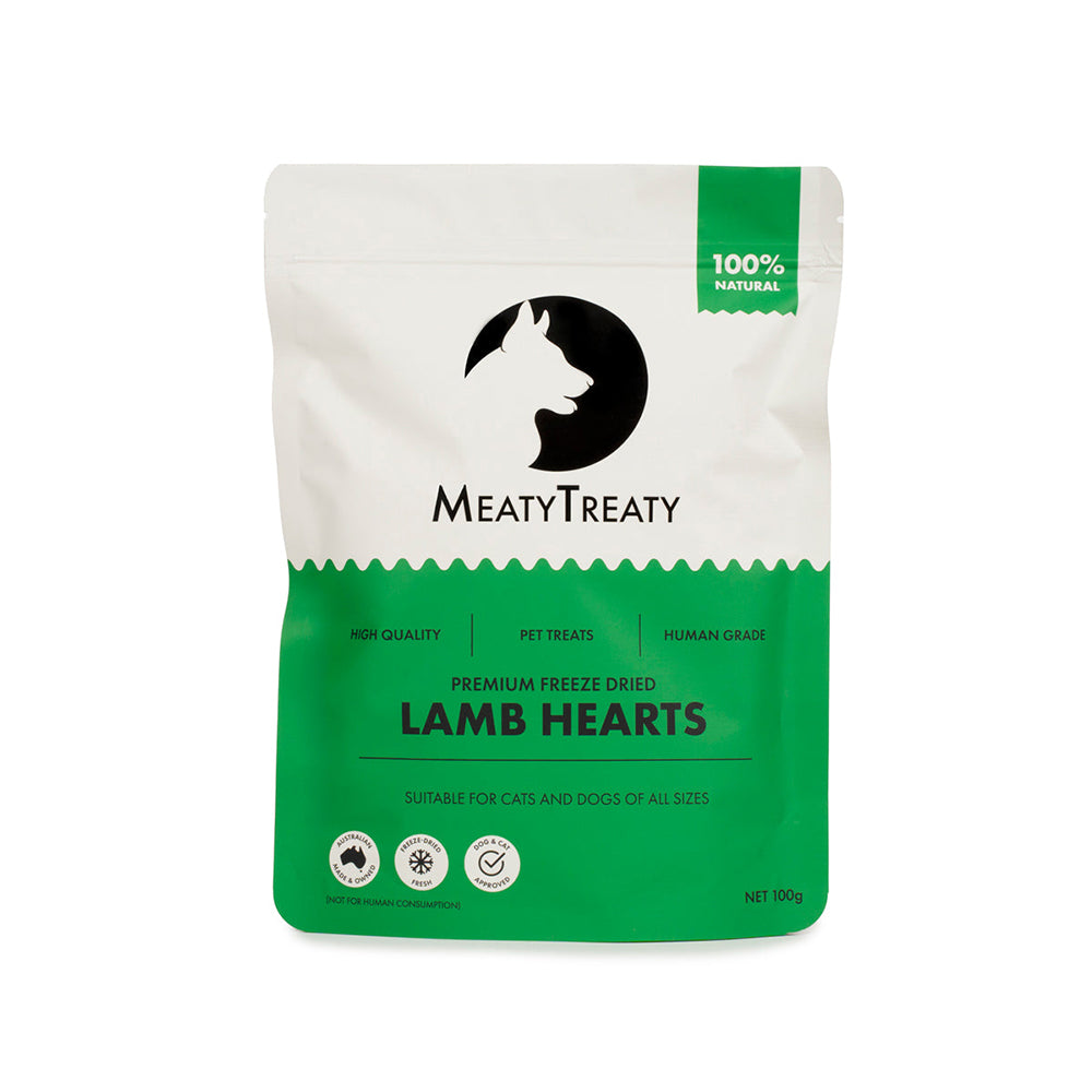 MEATY TREATY Lamb Hearts Freeze Dried Dog & Cat Treats 100g