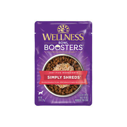 WELLNESS Core Simply Shreds Shredded Boneless Chicken, Wild Salmon & Pumpkin Wet Dog Food 79g x 12