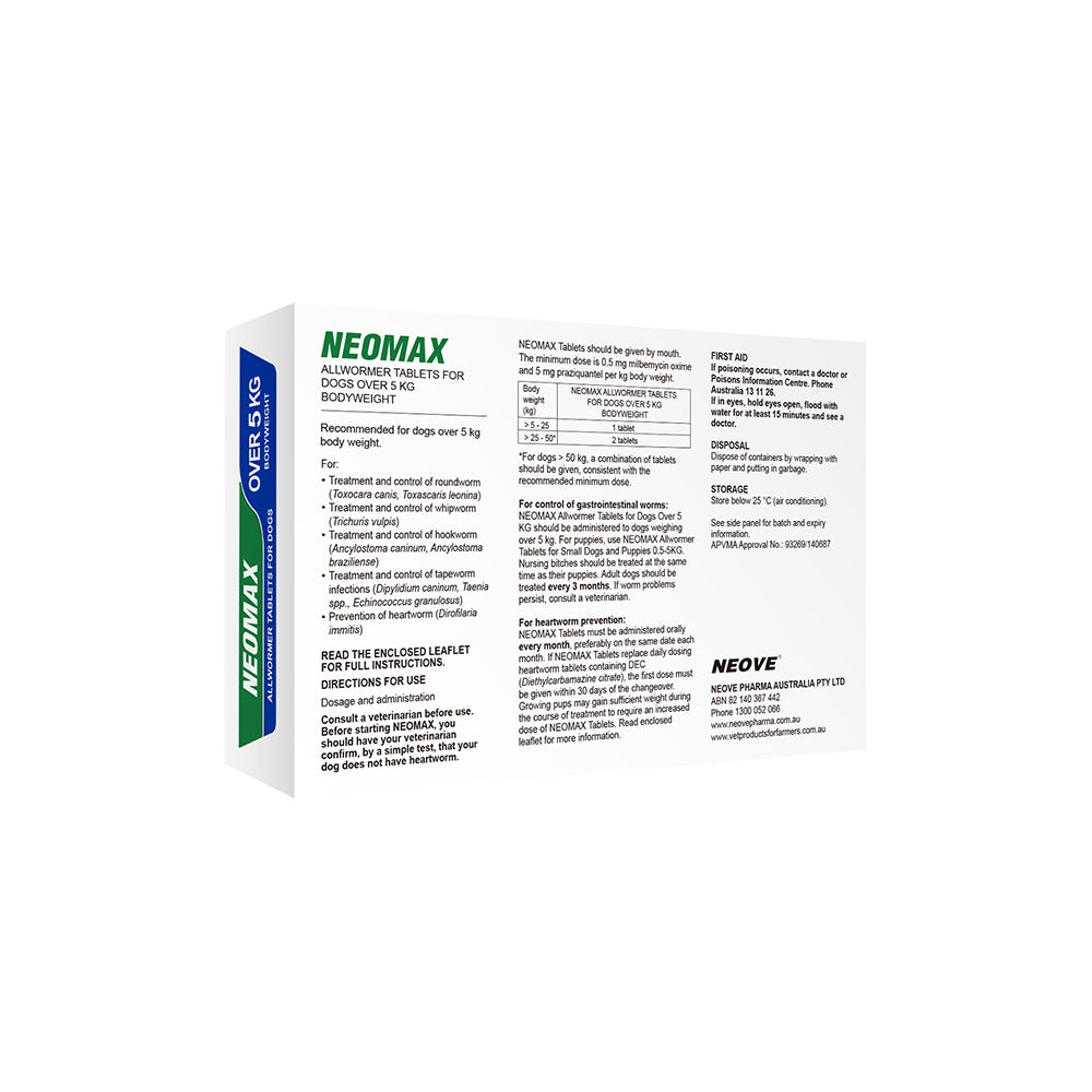 NEOMAX Allwormer Talets For Dogs Over 5kg