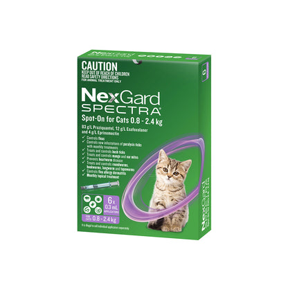 NEXGARD SPECTRA Spot-On Cat Fleas & Ticks Management 6 pcs (0.8 - 2.4kg)