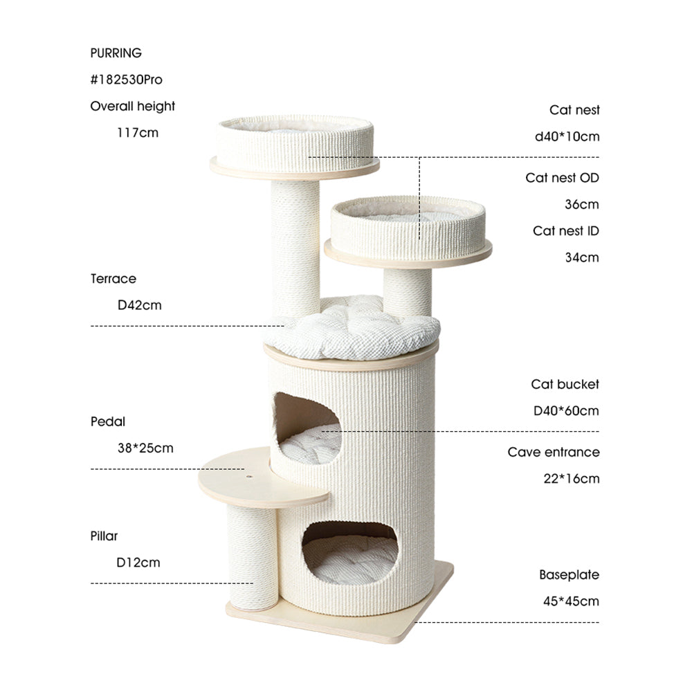 HONEYPOTCAT PURRING Multi-Level Sisal Barrel Cat Tower