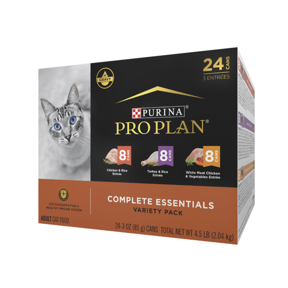 PRO PLAN Complete Essentials Chicken & Turkey White Meat Chicken Variety Pack Wet Cat Food 85g x 24