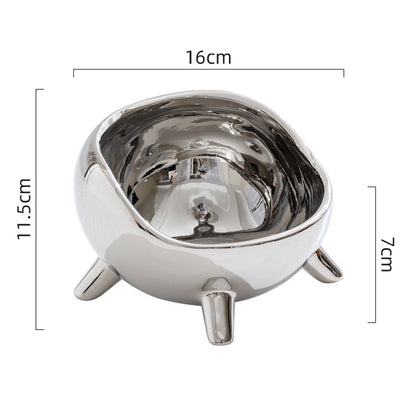 Ceramic Large Silver Pet Bowl - 650ml