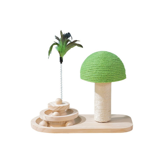 Mushroom Turntable Solid Wood Cat Scratcher